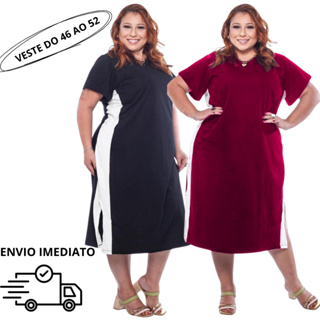 Vestido Midi Plus Size Feminino Algodão Evangélico Confortável Tamanhos 46 a 56 Mais Vendido em Oferta na Shopee