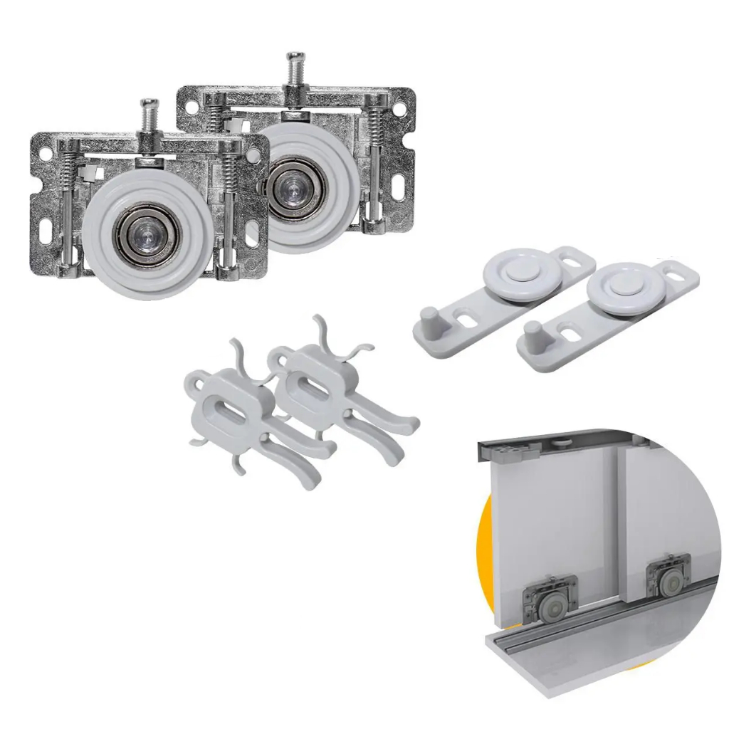 Reposição kit porta de correr roupeiro guarda roupa | Kit rodinha para 1 porta de correr