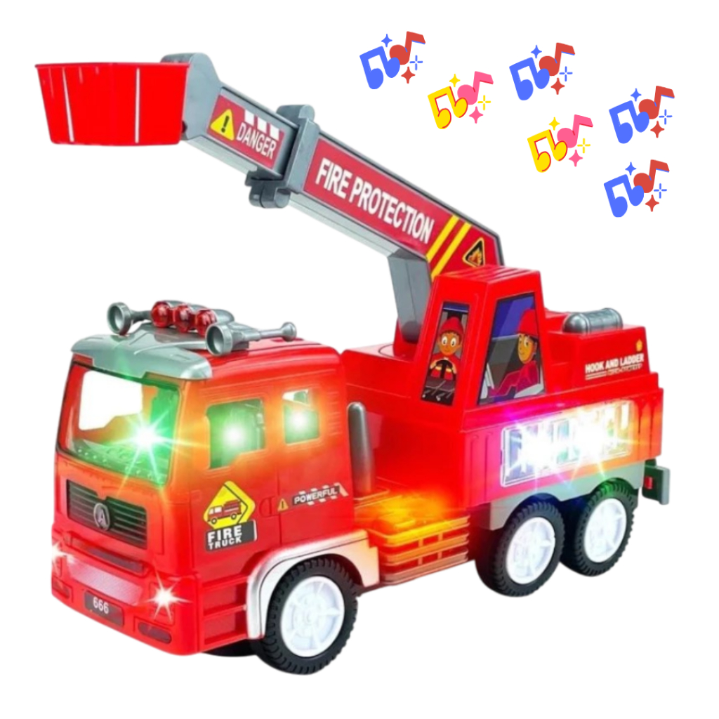 Caminhão Bombeiro Vermelho á Pilha Com Luz 4D Sons de Sirene Bate e Volta. em Oferta na Shopee