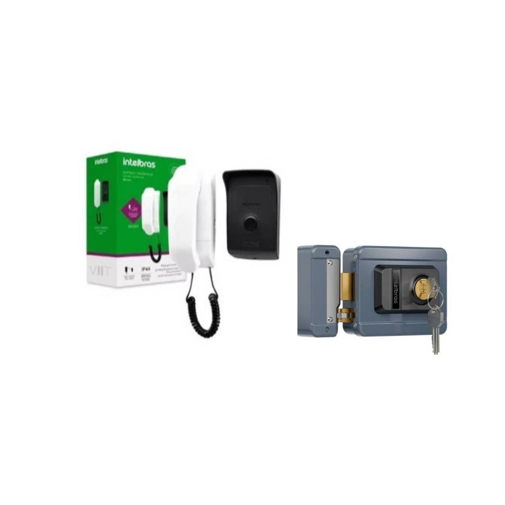 Kit Interfone Residencial IPR 1010 Intelbras + 1 Fechadura Eletrônica FX 1500 Intelbras