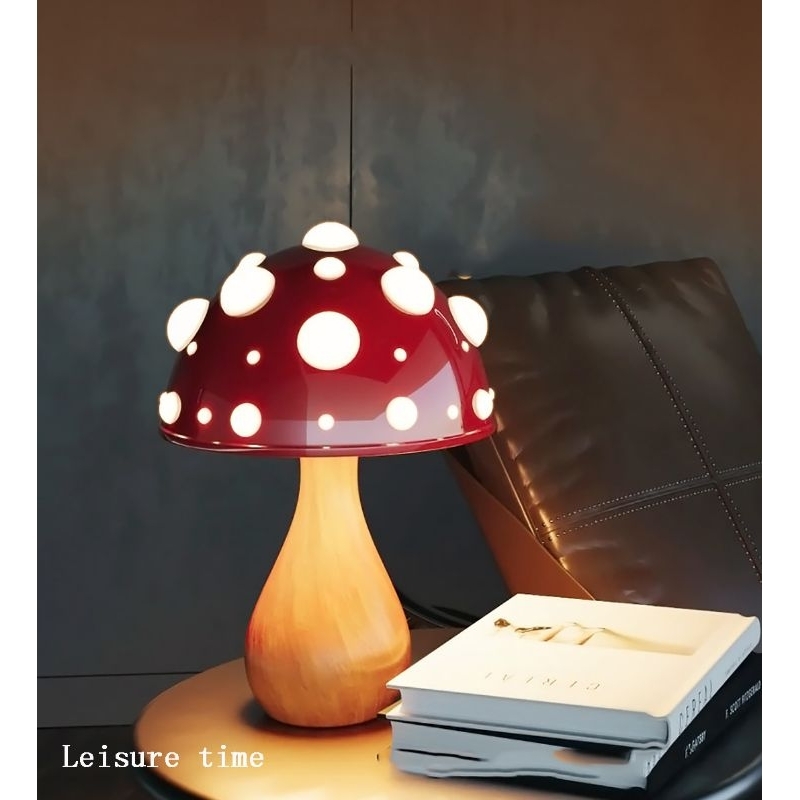 luminária cogumelo, luminária de mesa gnomo, decoração de cogumelo