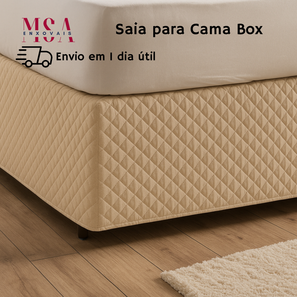 Saia De Cama Box Matelada Com Elástico Cama Solteiro Casal Queen King Microfibra