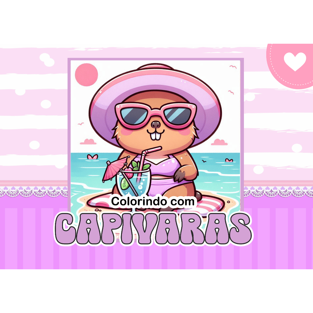 Livro de colorir|Tema Capivara- Capa dura Folhas grossas - A5 50 folhas Papel 120g- Personalizável