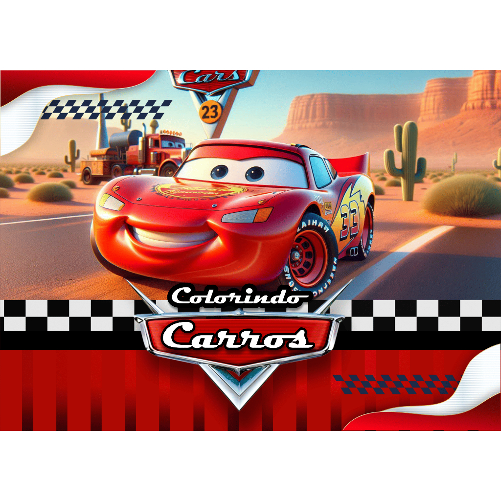Livro de colorir| Tema Carros - Relâmpago Mcqueen Capa dura - A5- 50 Folhas grossas - Personalizável