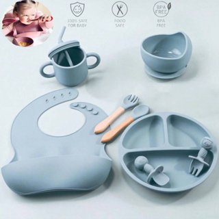Kit 8 Peças de Talheres de Silicone para Bebês e Crianças sem BPA em Oferta na Shopee