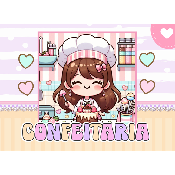 Livro de colorir|Tema Confeitaria-Capa dura Folhas grossas - A5 50 folhas Papel 120g- Personalizável