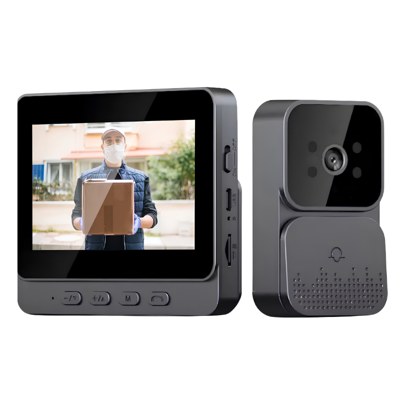 Campainha Sem Fio Com Câmera E Intercomunicador De Vídeo Tela Para Casa e Segurança
