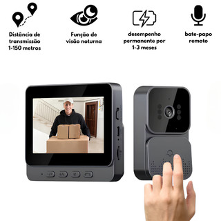 Câmera Vídeo Porteiro Digital com Visão Noturna e Tela IPS de 4.3 polegadas Sem Fio
