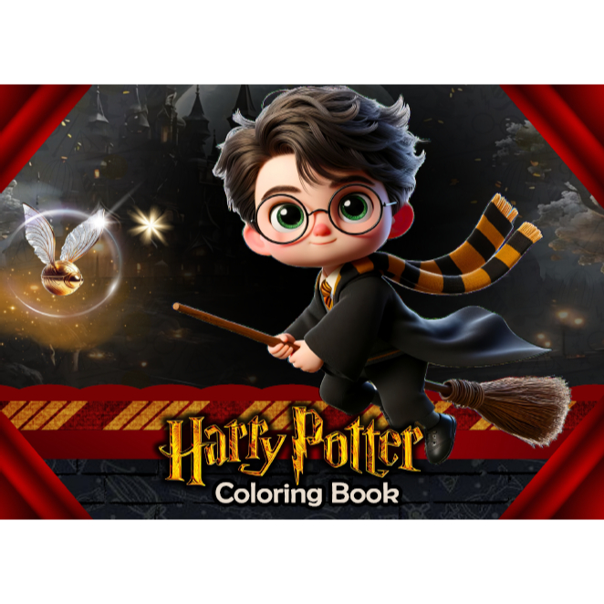 Livro de colorir|Tema Harry Potter-Capa dura Folhas grossas - A5 50 folhas Papel 120g-Personalizável