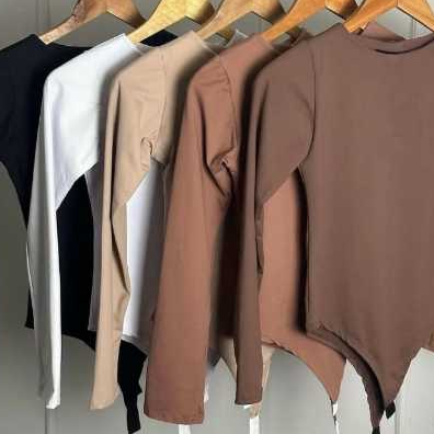 BODY POLIAMIDA COM GOLA REDONDA E COM MANGA MODA FEMININA em Oferta na Shopee