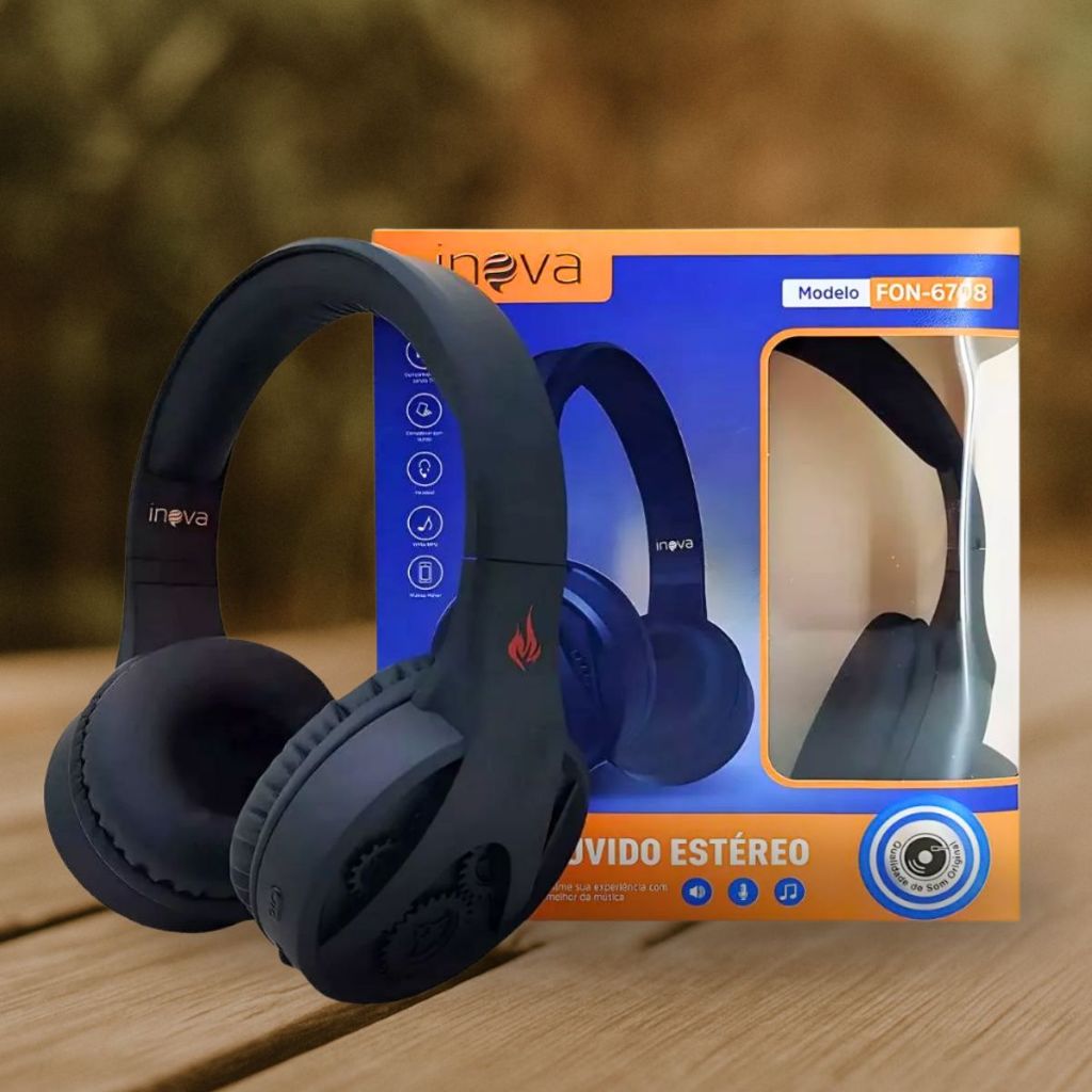 Fone de Ouvido Bluetooth Headset Inova Design Elegante Sistema Anti-Ruído Premium Fone com Microfone