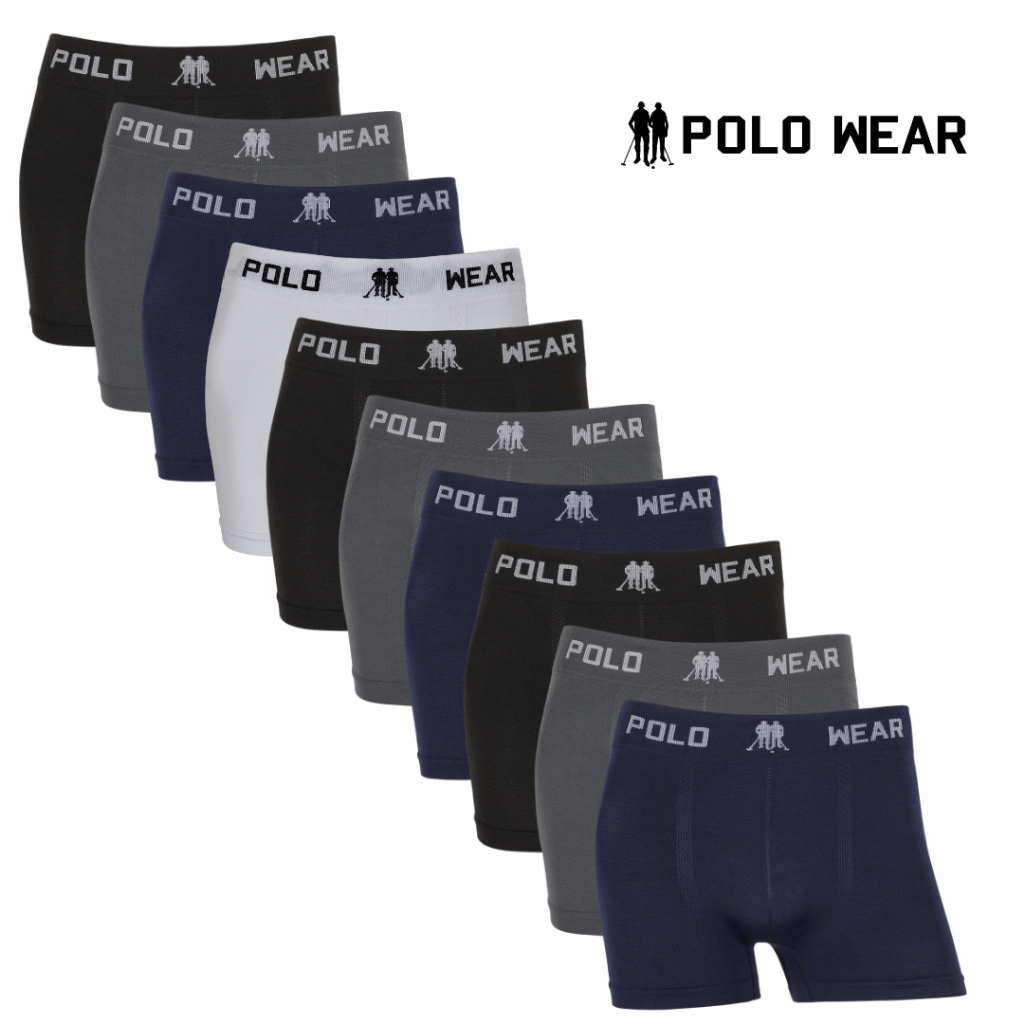 Kit 10 Cuecas Box Microfibra Lisa Sem Costura Polo Wear - Adulto em Oferta na Shopee