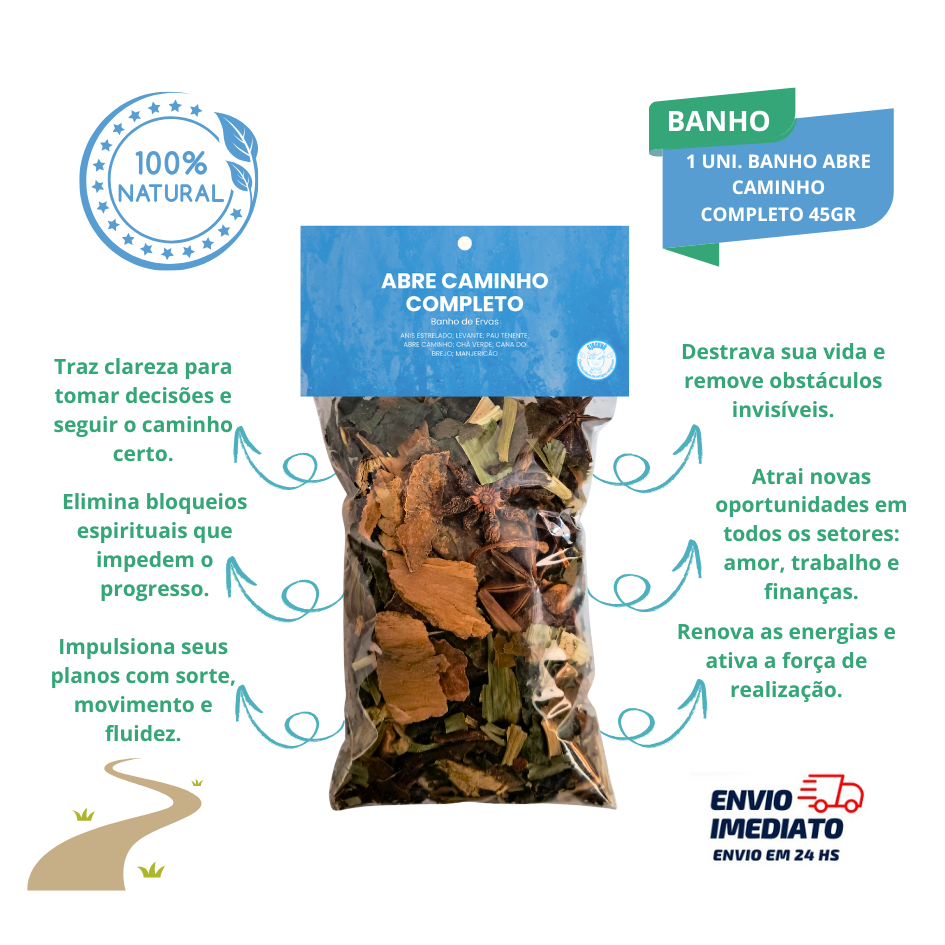Banho Abre Caminho Completo 45g  Prosperidade Sorte e Abertura de Caminhos Espirituais em Oferta na Shopee