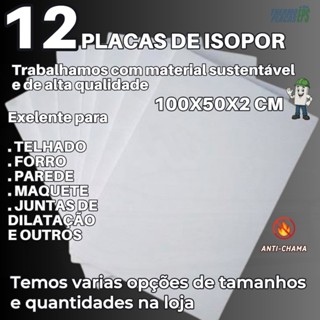 Placas de Isopor Eps para forro 100X50X2cm com 12 placas em Oferta na Shopee
