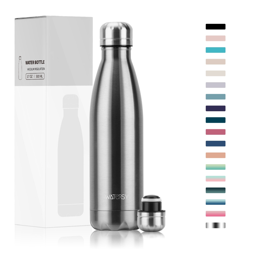 WATERSY Camada Dupla garrafa térmica de água 500ml Aço Inox Portátil Viagem ao ar livre copo de água