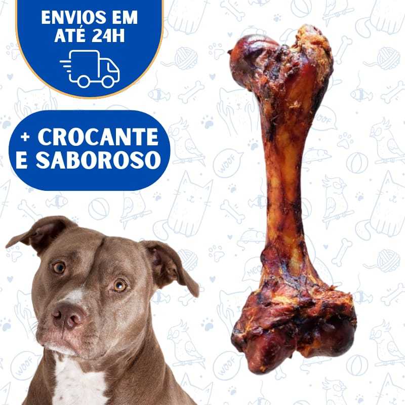 Petisco Osso Pet  Cachorro Mordedor Femur Natural 18,5 cm Defumado Para Cães