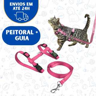 Coleira Peitoral Gato Gatinho Pet Acessorio Com Guia Top Ajustável em Oferta na Shopee