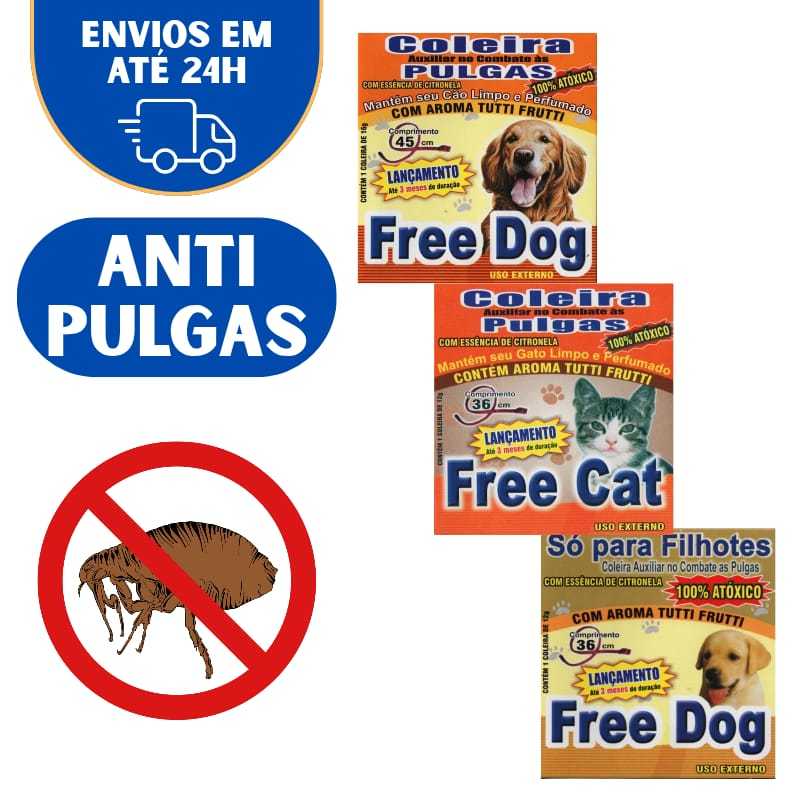 Coleira Para Gatos Cachorro AntiPulgas Pet Free Cat Free Dog