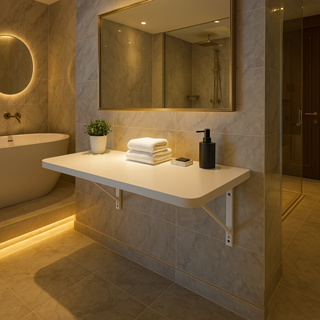 Mesa Dobravel Retratil de Parede Suspensa Borda Redonda Ate 120CM Para Quarto Sala Banheiro Cozinha Branco Preto Marrom em Oferta na Shopee