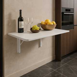 Mesa Dobravel Retratil de Parede Suspensa Borda Redonda Ate 120CM Para Quarto Sala Banheiro Cozinha Branco Preto Marrom em Oferta na Shopee