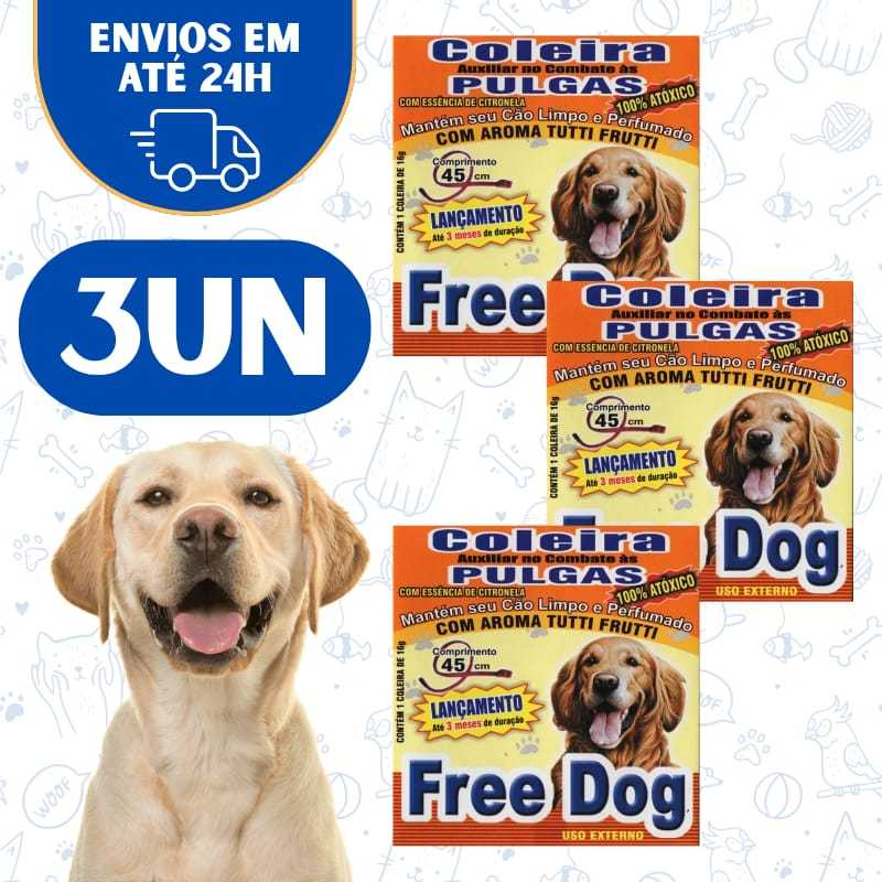 Kit3 Coleira Pulga Carrapato Cachorro Gato Pet