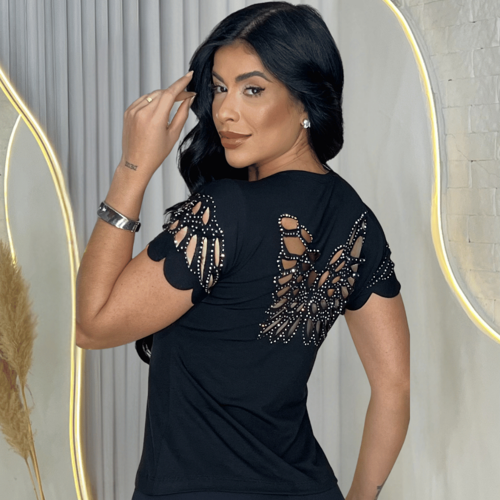 T Shirt Feminina com Pedraria: Onde Comprar | BuscaProdutos