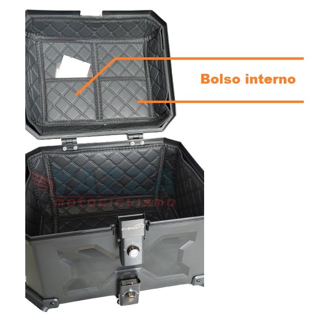 Bau Traseiro Universal Top Case tipo aluminio Preto 45 litros Braz Everest — imagem 2 de 2