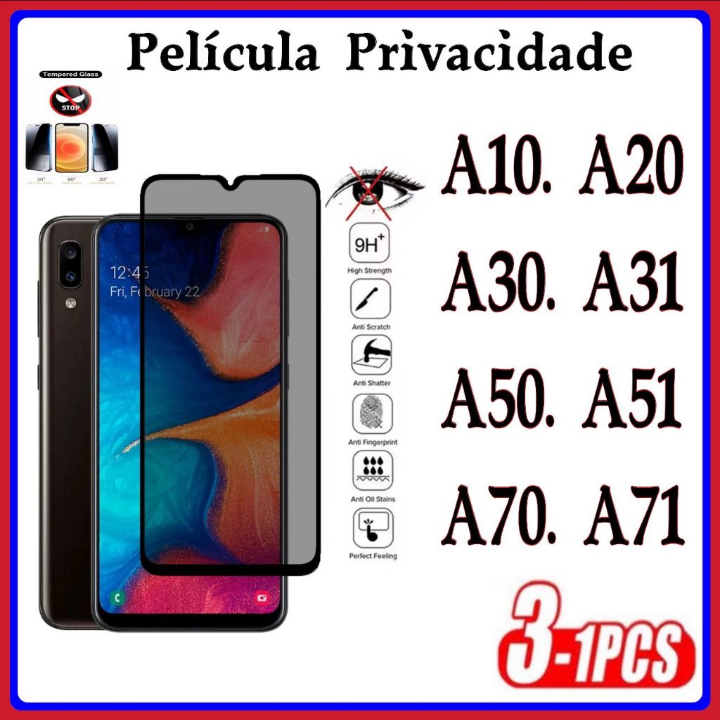 Película Privacidade 3D Anti Spy Samsung A10 A20 A30 A31 A50 A51 A70 A71