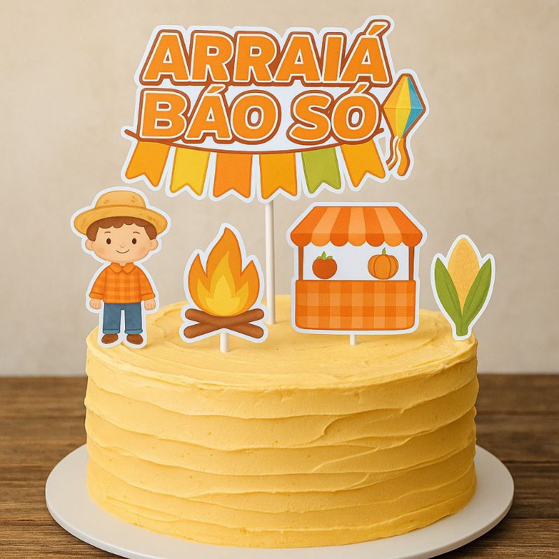 ENVIO IMEDIATO - Topo de bolo Menina Festa Junina - Decoração Arraiá - Decoração Festa São João - Enfeite para Bolo
