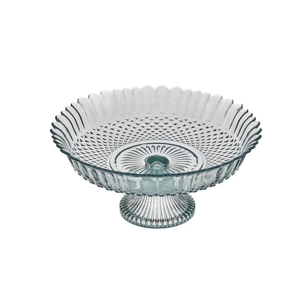 Centro de Mesa Fruteira de Vidro 30x14cm Diazão Com Pé Vitazza