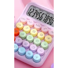 Calculadora fofa lilas com tela LCD grande para escritório ou escola com teclado flexível