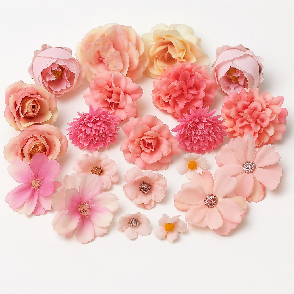 Combinação Estética 30 PCS Diferentes Cabeças De Flores Artificiais Bola Azul  Crisântemo Peônia Rosa Hortênsia em Oferta na Shopee