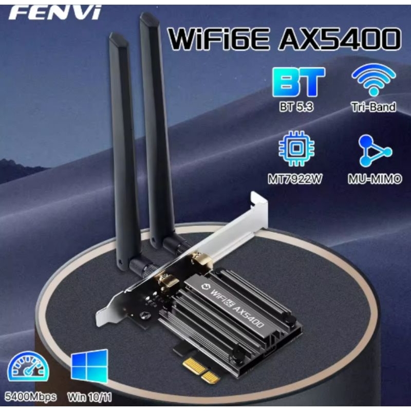 Wi-fi6E AX5400 Fenvi mt7922 5374mbps wifi be bt 5.2 tri banda 2.4g/5g/6ghz pcie 802.11ax placa de rede para pc win 10/11 em Oferta na Shopee
