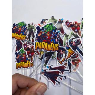 30, 60  ou 120 Tags Toppers Apliques P/ Docinho Doces Vingadores (Heróis) em Oferta na Shopee