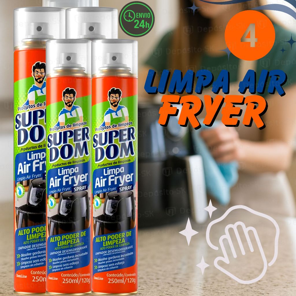 Limpa Air Fryer  Super Dom Spray - 250ml Alto Poder de Limpeza Desengordurante Dom Line em Oferta na Shopee