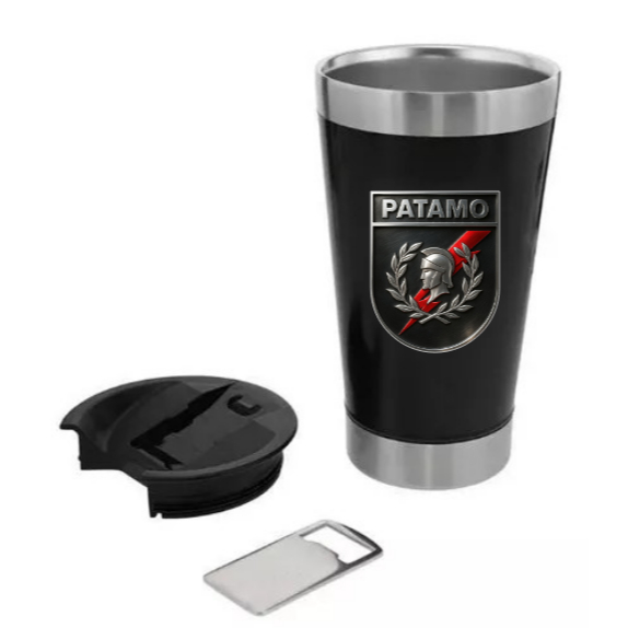 Copo Térmico 473Ml De Inox Com Tampa e Abridor Patamo