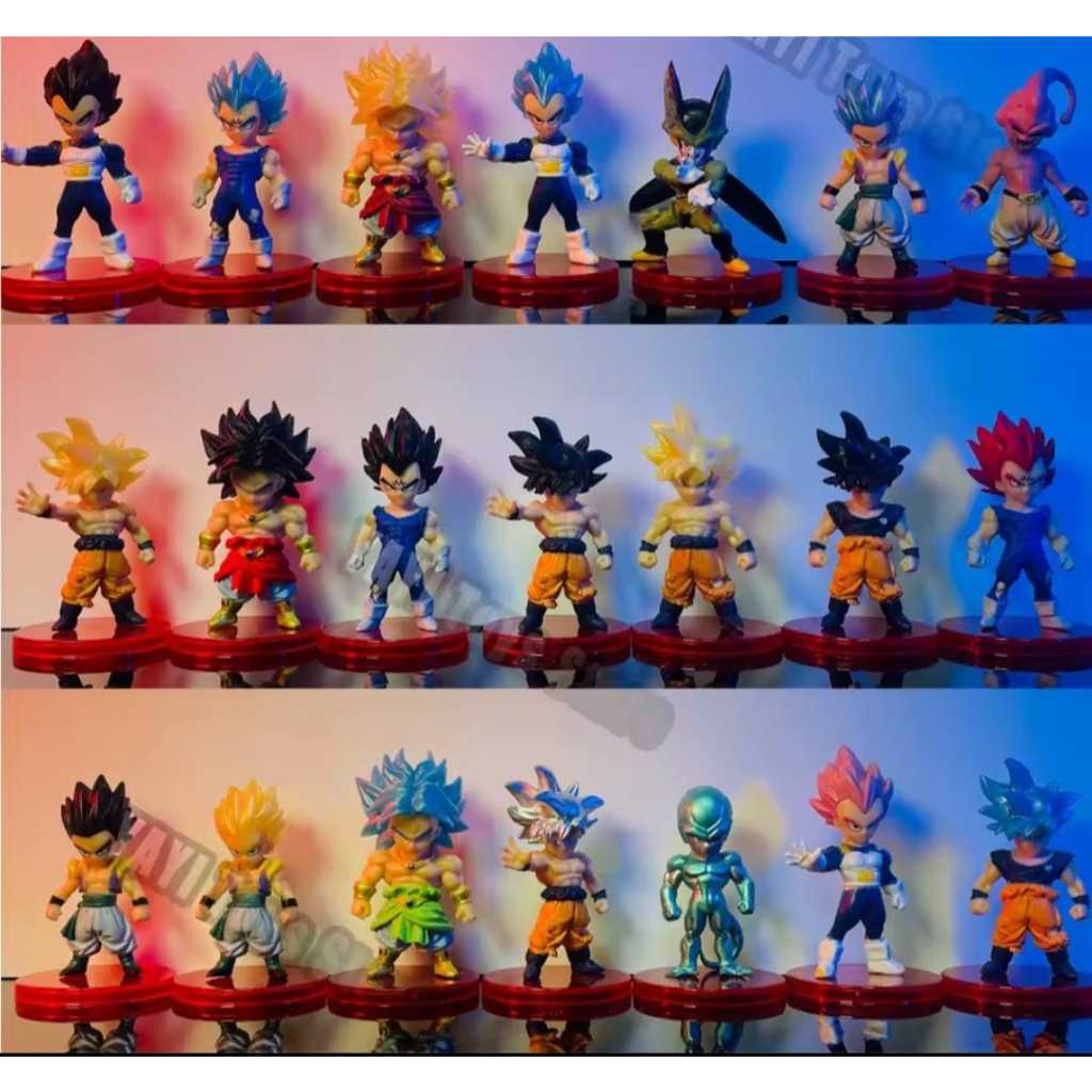 Kit 5 Bonecos Sortidos Dragon Ball Z Bonecos Super Saiyajin, Goku Filho, Gohan, Vegeta, Majin Buu