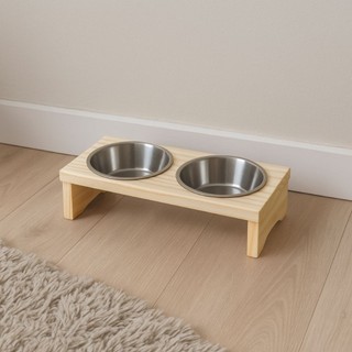 Comedouro e Bebedouro Madeira Pinus e Aluminio pra Cachorro ou Gato