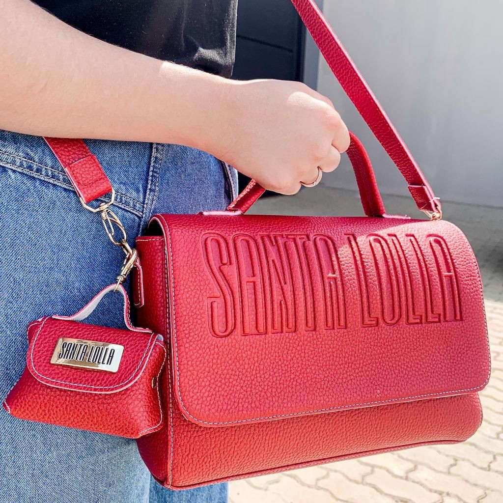 bolsa media com alça de mão e alça lateral ajustável, fechamento ziper em Oferta na Shopee