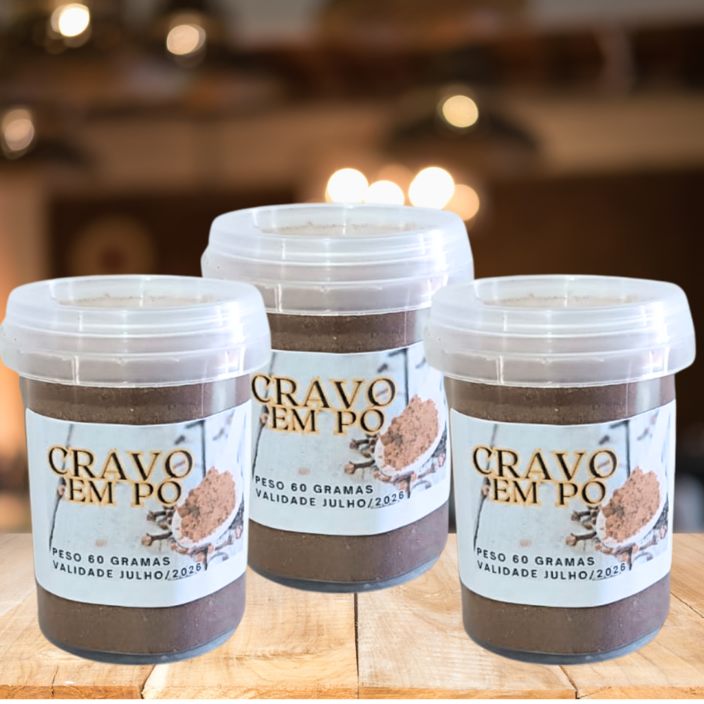 CRAVO EM PÓ - IDEAL PARA BOLOS, PÃES DE MEL, DOCES, ETC - POTE COM 60 GRAMAS