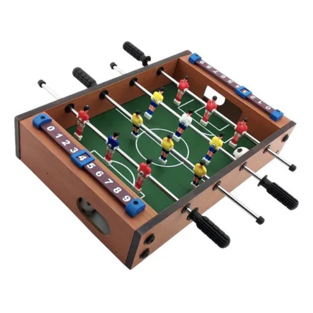 Mini Mesa de Pebolim Totó Infantil Portatil C/ Marcador de Gols Placar Futebol 36 cm