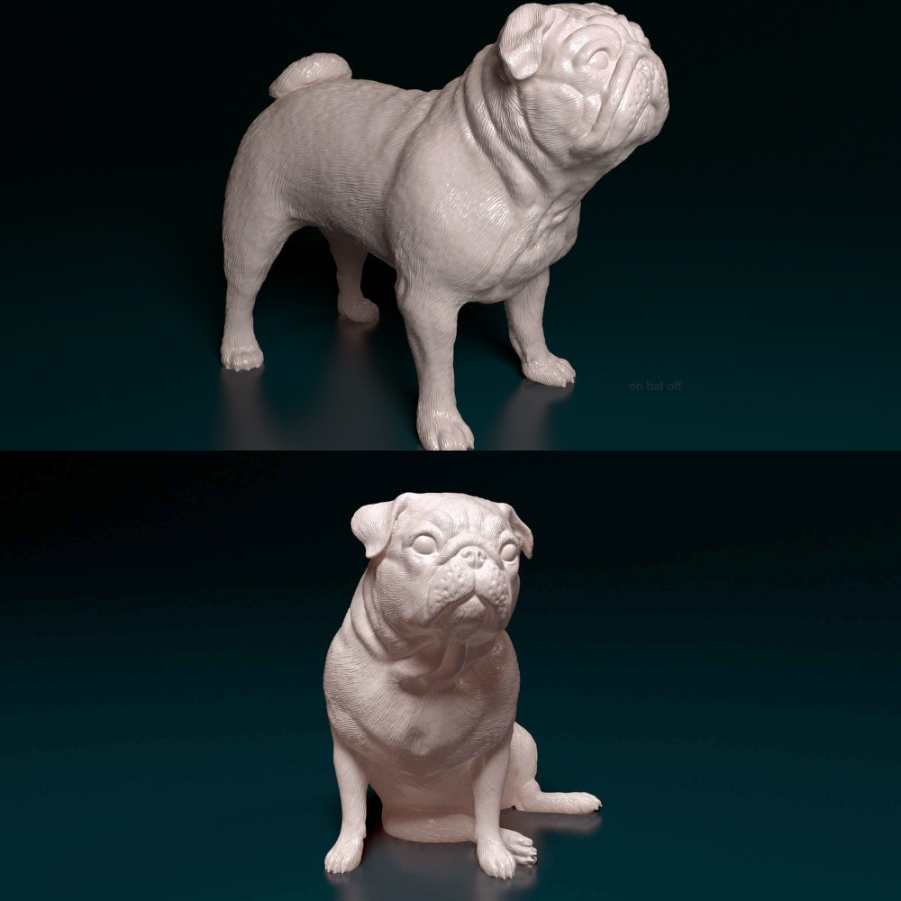 Miniatura Pug - Miniatura de cachorro - Estátua de Cachorro - Impressão 3D