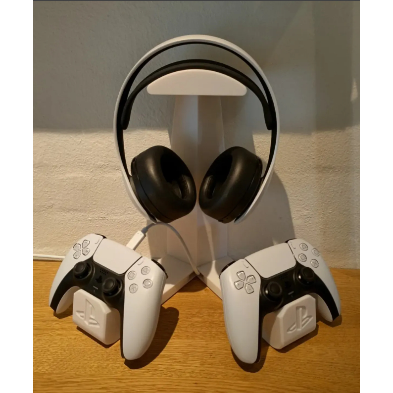Suporte PS5 Headset + 2 Controles | Impressão 3D Gamer Geek | Organizador DualSense
