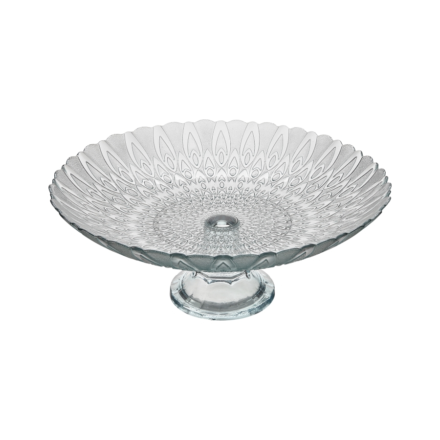 Centro De Mesa Com Pé Vidro Pluma 38cm Vitazza