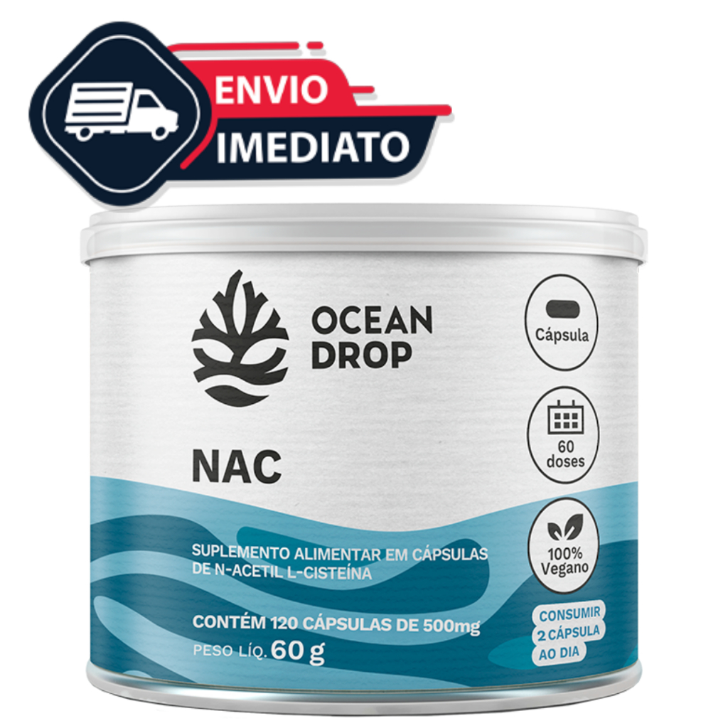 Nac Suplemento 600mg Ocean Drop 120 Caps Acetilcisteína Glutationa Natural Nac 600mg Formula Pura