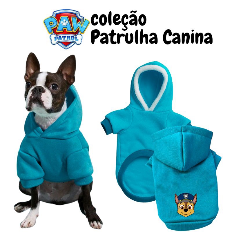 CASACO MOLETOM PET COM CAPUZ / CÃES E GATOS/ PATRULHA CANINA