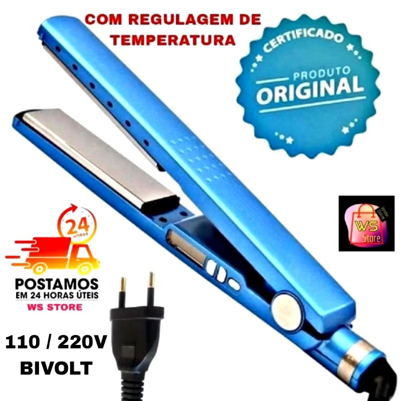 Chapinha Prancha Nano titanium 450°F Progressiva Profissional Display Digital  Bivolt 110-220V em Oferta na Shopee
