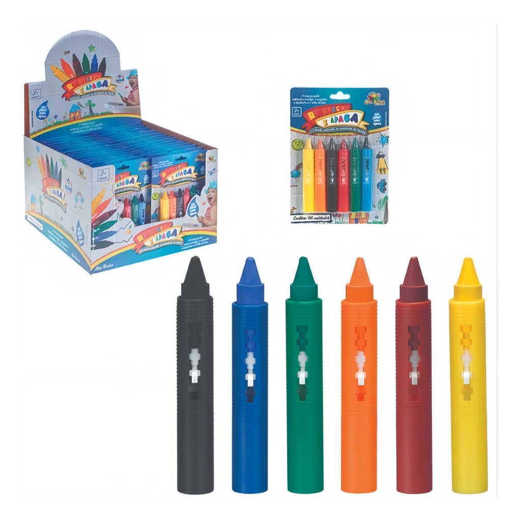 kit 10 cartela c/6 rabisca e apaga Art Brink kit giz cera lavável infantil 60 canetas em Oferta na Shopee
