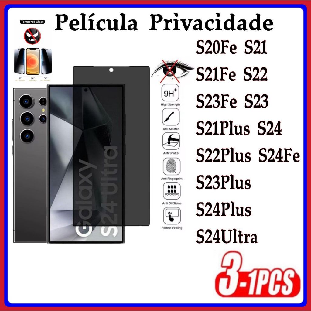 Película Privacidade 3D Anti Spy Samsung S20FE S21 S21PLUS S21FE S22 S22 PLUS S23 S23PLUS S23FE S24FE S24PLUS S24ULTRA em Oferta na Shopee