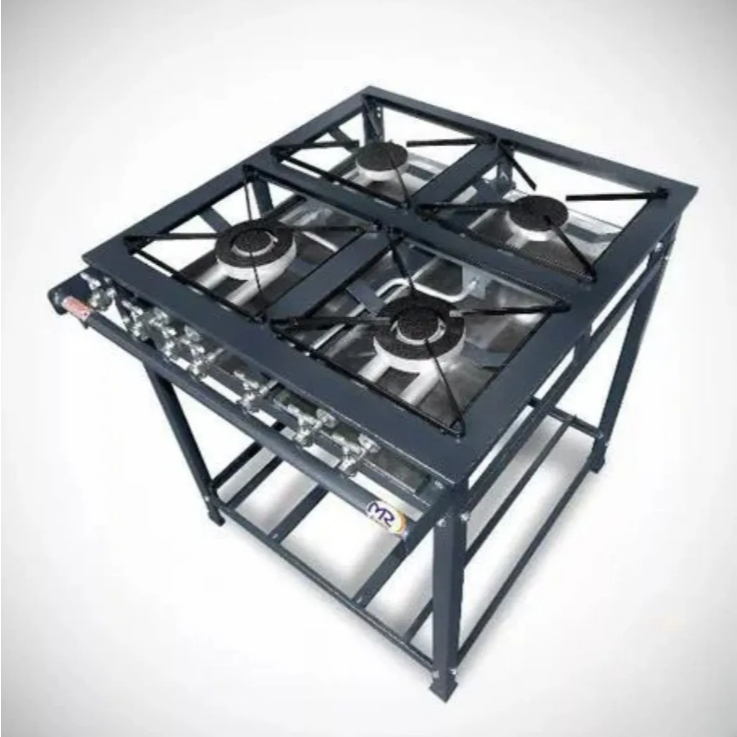 Fogão 4 Bocas Industrial Baixa Pressão Perfil 5 Com Grade 30 Cm Da Mr Fogões Top
